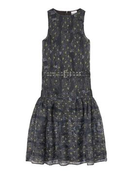 Vestito lungo con cintura in organza Shibori