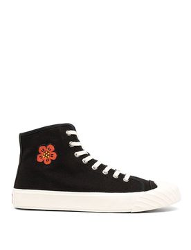 Sneakers alte in tela con motivo ricamato