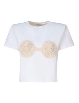 T-shirt con dettaglio all'uncinetto