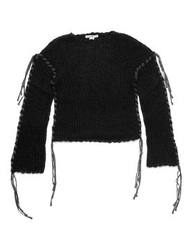 Maglione lavorato a maglia con allacciatura