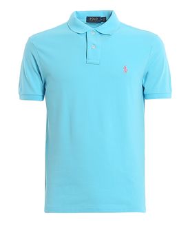 Polo in cotone slim azzurra