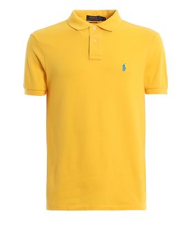 Polo gialla in piqué con logo