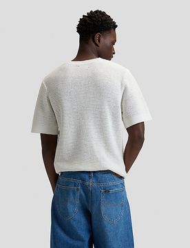 Relaxed Crochet Crew-Neck Tee Natural Größe XL male
