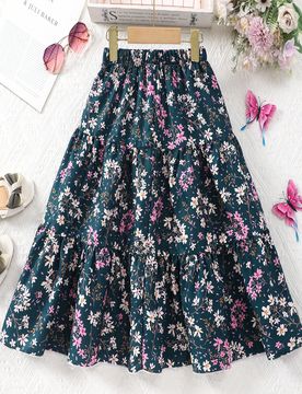 Falda floral rústica de estilo veraniego casual para niña preadolescente