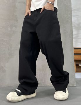 Pantalones vaqueros de pierna ancha y holgada con bolsillos para hombres HEHCN, pantalones casuales de estilo callejero negro, adecuados como regalo p