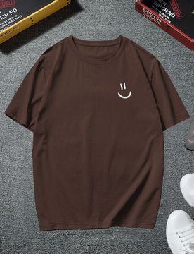 Hombres Camiseta de hombros caídos con estampado de expresión