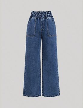 Chica adolescente Jeans con bolsillo oblicuo de pierna ancha