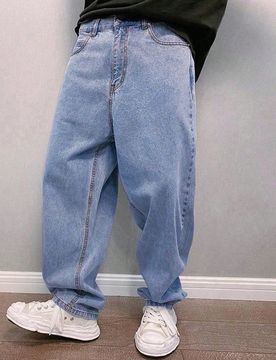 Pantalones vaqueros de unicolor para hombres con bolsillos sesgados