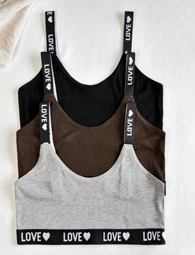 Conjunto de 3 piezas con sostén deportivo jacquard con letra simple para mujer