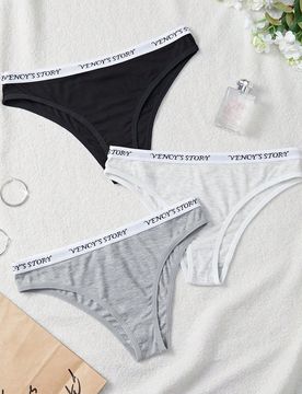 Conjunto de 3 piezas de ropa interior deportiva casual para mujer
