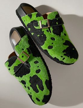 Mocasines planos de moda casual con diseño de hebilla en estampado de vaca para mujeres