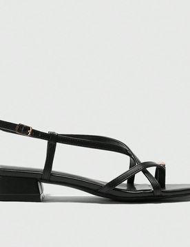Sandalias de mujer con puntera cuadrada, con tira de remache metálico, tacones slip-on de moda negros para estudiantes/viajes, verano, Halloween, fie