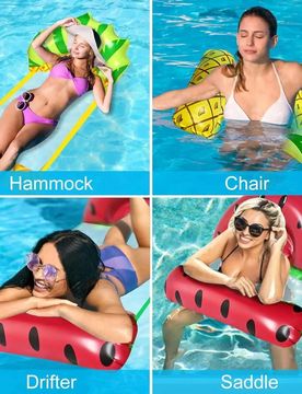 Pieza Cama flotante inflable de piña de PVC, serie de frutas Hamaca plegable para adultos Colchón flotante, Accesorios de playa Juegos de natación,