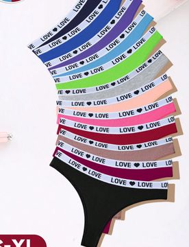 Piezas de tangas sin costuras de cintura baja para mujer, colores aleatorios, con cinta de letras, algodón, casuales, cómodas, minimalistas, elásti