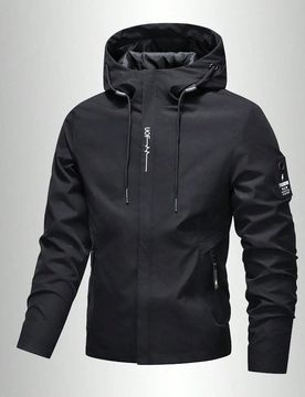 Chaqueta con capucha con cremallera para hombres - Chaqueta para exteriores, abrigo casual de calle con bolsillos con cremallera, adecuado para primav
