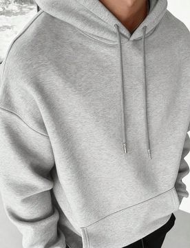 Simple Studio Sudadera con capucha casual de unicolor, manga larga, hombros caídos y bolsillo con cordón para hombres, para otoño/invierno, tempora