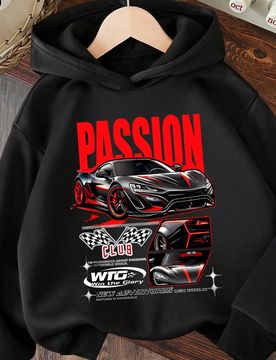 Sudadera cálida con estampado de autos para niño