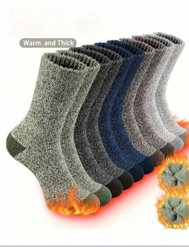 Pares de calcetines de invierno cálidos para hombres - Cómodos y cálidos, adecuados para senderismo, pesca Mezcla de poliéster transpirable Lavabl