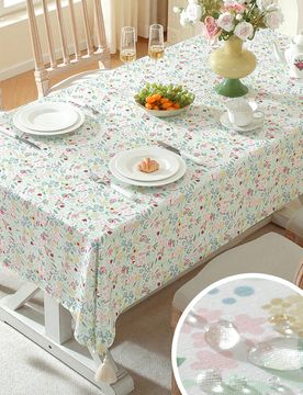Pieza Mantel con patrón floral resistente al agua y a las manchas, con decoración de borlas linda y fresca, adecuado para festivales, fiestas, cumpl