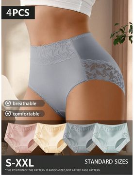 Piezas de bragas de mujer de algodón con encaje y parches, cómodas, transpirables y de cintura media con elástico suave, una opción de regalo idea