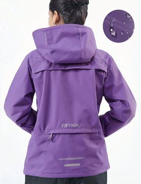 Chaqueta impermeable con capucha para mujer - Chaqueta softshell resistente al viento para exteriores con bolsillos con cremallera, abrigo transpirabl