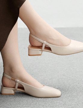 Bailarinas de tacón bajo y bloque redondo beige versátiles para uso diario, cómodas para el trabajo y el ocio