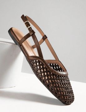 Bailarinas de mujer con punta afilada, cómodas, de PU suave y trenzadas, de estilo slip-on