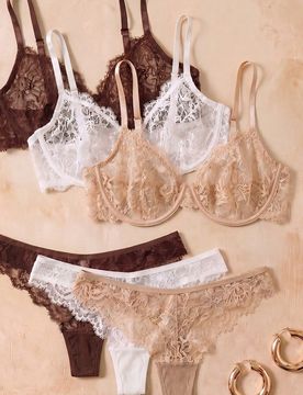 Piezas Conjunto de sujetador con aros de encaje cómodo para mujer