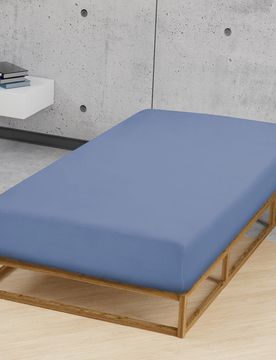 Jersey-Stretch-Spannbetttuch blau, 1x 180-200 x 200 cm