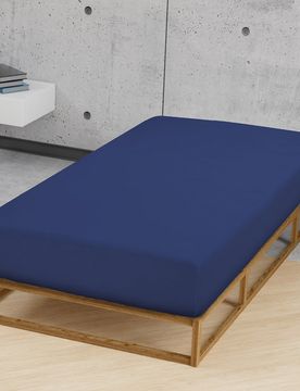 Jersey-Stretch-Spannbetttuch dunkelblau, 1x 140-160 x 200 cm