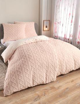 Chenille-Bettwäsche Rautenrelief beige 2-tlg