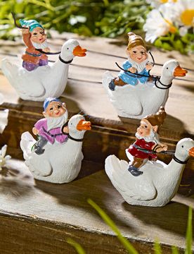 Dekofiguren Gartenzwerge "Enten-Rennen" 4er-Set