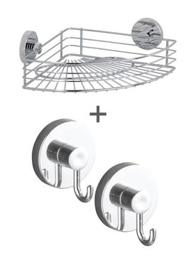 Eckablage Bari mit Haken 3-tlg. Vacuum-Loc Schwarz