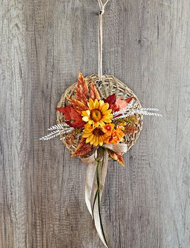 Hängedeko Rattangeflecht mit Sonnenblumen