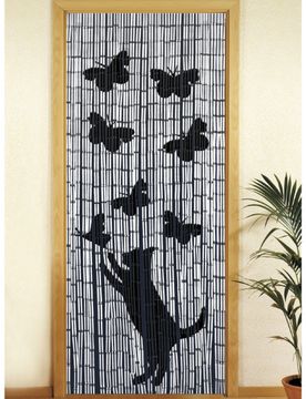 Bambusvorhang Katze und Schmetterling, 90 x 200 cm