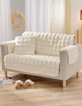 Sofaüberwurf 2-Sitzer "Bubble-Fleece" 120 x 150 cm creme