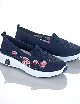 Pagen Slipper "Blumenranke" navy