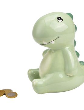 Spardose "Dino" aus Keramik hellgrün
