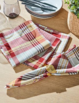 Stoff-Servietten Karo 40x40 cm, 4er-Set