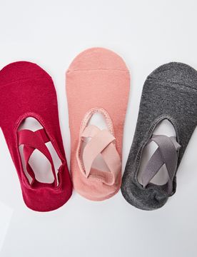 Stopper-Socken beere-grau-apricot 3er-Set