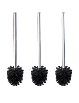WC-Bürste mit Edelstahlstiel „Glänzend“ 3er Set Schwarz