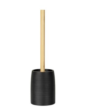 WC-Garnitur „Altavalle“ Schwarz Polyresin/Bambus
