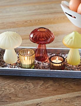 Teelichthalter-Set Herbstarrangement mit Pilzen