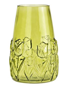 Vase mit Blumendekor grün 22 cm Höhe