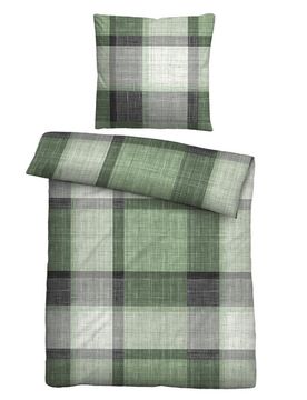 Feinbiber Bettwäsche Karo fichte, 135x200 cm + 80x80 cm