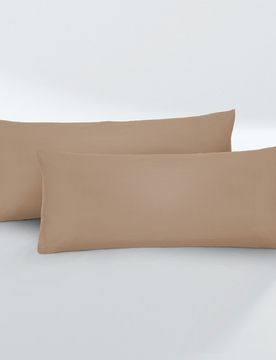 Feinjersey-Kopfkissenbezug Doppelpack macchiato, 2x 40x60 cm