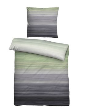 Satin Bettwäsche Streifen pistaziengrün, 135x200 cm + 80x80 cm