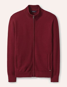 Strickjacke Waffelstruktur, normale Größen, Farbe Rot, 54, reine Baumwolle klimatisierender Waffelstrick Herren