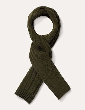 Aran-Schal, , Farbe Grün, 01, feine Wollmischung aufwendiges Aran-Muster Herren