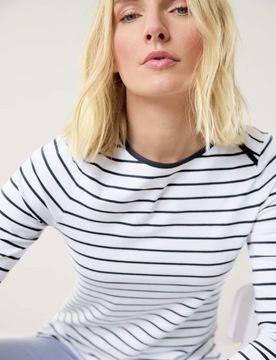 Ringelshirt la Ville, , Farbe Weiß, 52/54, garngefärbter Ringel langlebig Damen